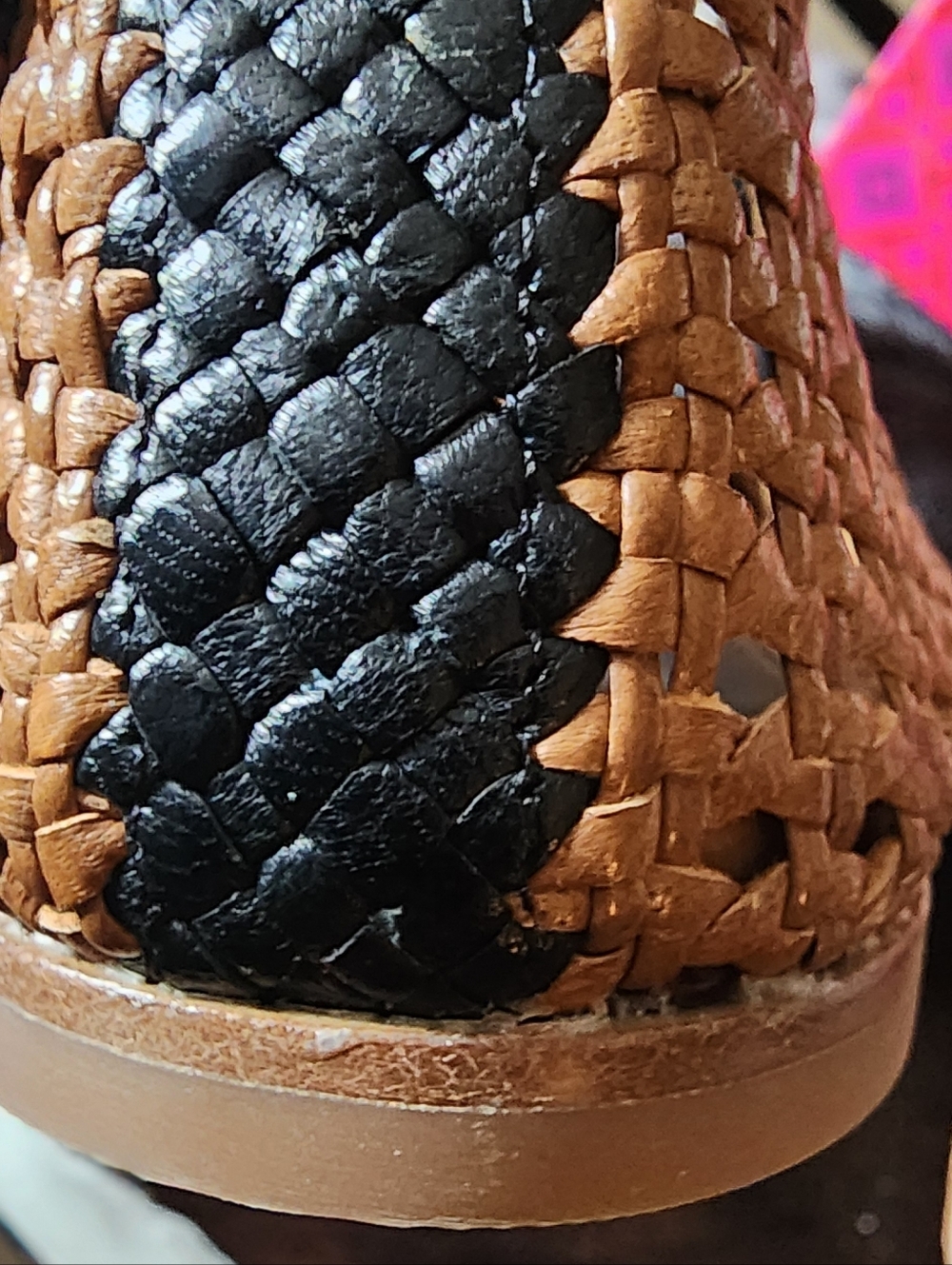 Tory Burch Tan and Black Woven Leather Ballet Flats - Picture 2 of 5